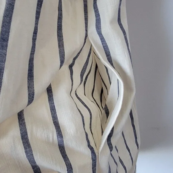 Faherty womens Phoenix Elroy Stripe Dress sz m Cotton Square Neck Puff Sleeve - Picture 5 of 8